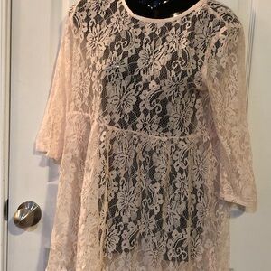 Forever 21 Floral Lace Dress/Coverup in Light Pink